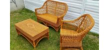 Salon de jardin rotin osier vintage 
