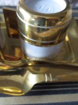 rare service à café Art Deco,laiton et porcelaine