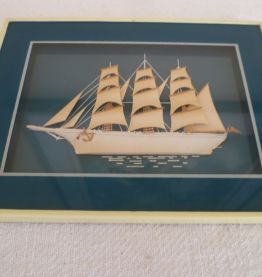 Cadre bateau en relief, bois et tissus Bretagne