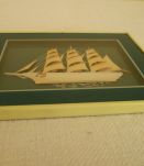 Cadre bateau en relief, bois et tissus Bretagne