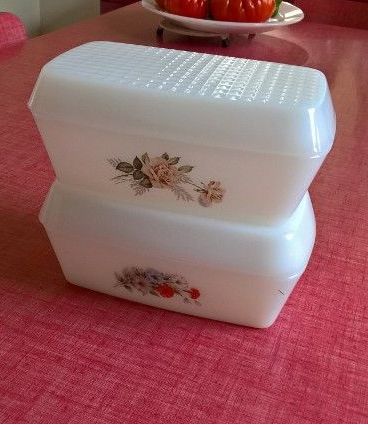 2 BEURRIERS ARCOPAL MOTIF ROSE ROSE ET LISERON