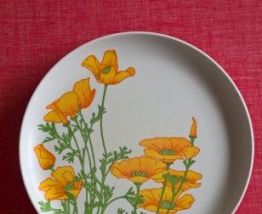 LOT DE 4 ASSIETTES DE PIQUE NIQUE FLEUR JAUNE