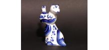 Femme Renard et Poule GZHEL / Porcelaine de GJEL