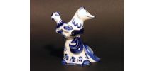 Femme Renard et Poule GZHEL / Porcelaine de GJEL