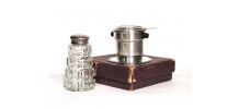 Ensemble Filtre Tasse pour Café et Sucrier en Métal Argenté