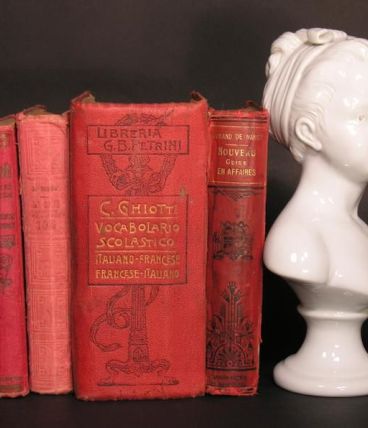 Lot de 4 Livres Français et Italien Anciens Rouges 1900