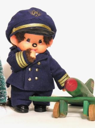 Rare Monchichi Kiki Pilote d'Avion / Collection Ajena 1980