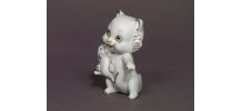 Figurine Rare Ancienne Chat - Chaton / Biscuit de Porcelaine