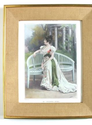 Cadre Ancien avec Gravure Photo Re-colorée Début du 20ème