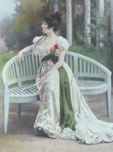 Cadre Ancien avec Gravure Photo Re-colorée Début du 20ème