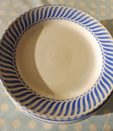 Service 6 assiettes liserer bleu vintage Digoin "Jacquot"