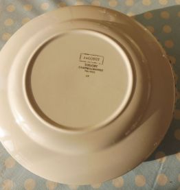 Service 6 assiettes liserer bleu vintage Digoin "Jacquot"