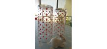 2 verres orangeade/eau vintage années 80 pois roses