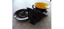 Ensemble de 2 tasses et 2 soucoupes noires /jaunes
