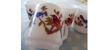 Ensemble de tasses vintage Arcopal décor oiseaux