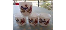Ensemble de tasses vintage Arcopal décor oiseaux