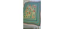 Plaid  coton  crochet fleurs fait main