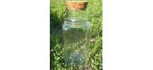grand  bocal carré  en verre bullé ,  vintage