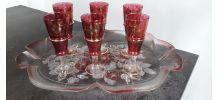 Service plat et verres vintage