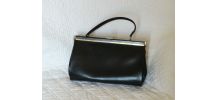 Sac à main noir type sac médecin cuir vintage