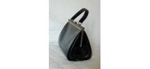 Sac à main noir type sac médecin cuir vintage