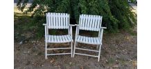 fauteuils de jardin pliants blancs en bois des années 70