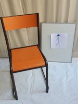 SERIE DE 7 CHAISES  VINTAGE  INDUS ORANGE