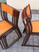SERIE DE 7 CHAISES  VINTAGE  INDUS ORANGE