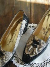 Escarpins "Evelins" Cuir et Python 36,5 - 37 Vintage 