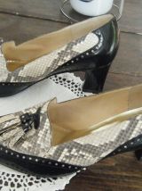 Escarpins "Evelins" Cuir et Python 36,5 - 37 Vintage 