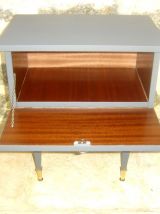 table de chevet vintage grise 