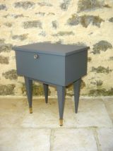 table de chevet vintage grise 