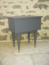 table de chevet vintage grise 