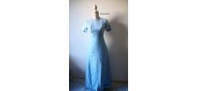 Longue robe hippie bleue ciel dentelle vintage 70's