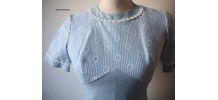 Longue robe hippie bleue ciel dentelle vintage 70's