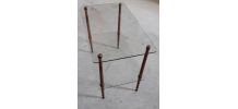 petite table basse en verre et bois 1960 tres bon etat h55x4
