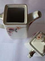 Cafetière carrée et sucrier porcelaine décorée
