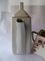 Cafetière carrée et sucrier porcelaine décorée