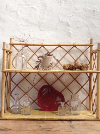 Etagère vintage en rotin