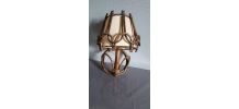 applique vintage en rotin et abat-jour tissu beige