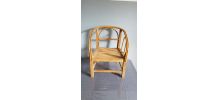 fauteuil enfant bois et rotin vintage années 50