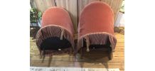 Paire de fauteuil crapaud rose poudré 