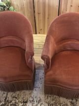 Paire de fauteuil crapaud rose poudré 