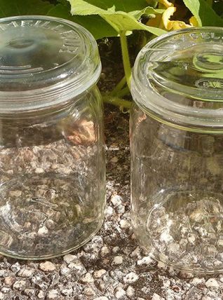 Lot de 2 bocaux  anciens en verre  , vintage