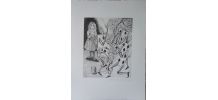 Gravure signée G. GIANNINI Alice au Pays des Merveilles