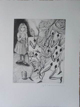 Gravure signée G. GIANNINI Alice au Pays des Merveilles