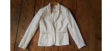 Veste/Blazer lin/coton blanc cassé, doublée, T. 36 Camaïeu