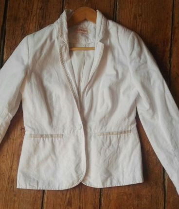 Veste/Blazer lin/coton blanc cassé, doublée, T. 36 Camaïeu