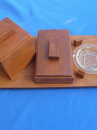 service de fumeur en bois , vintage