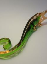 Crocodile alligator en verre de Murano orange et vert